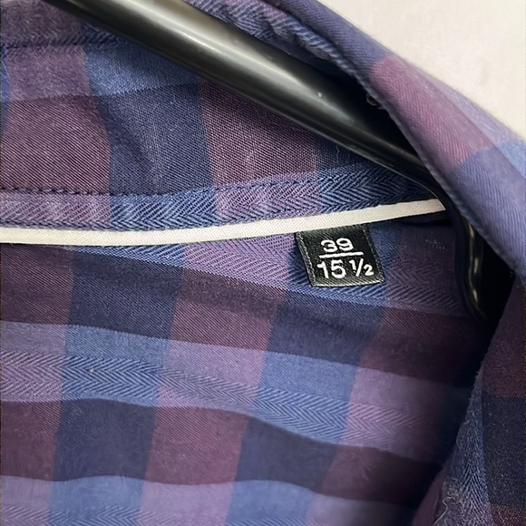 Strellson slim fit shirt - size 39 - 15.5 - medium checks plaid purple blue - Picture 4 of 7